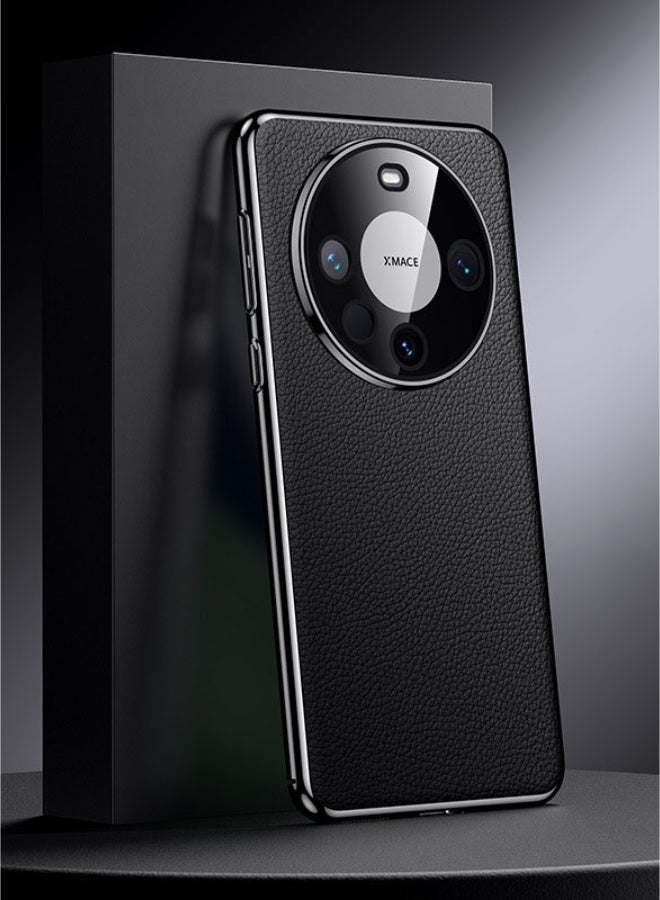 Luxury Business Genuine Leather Phone Case For Huawei Mate 80 Pro Shockproof Plating Bumper Cover For Huawei Mate 80 Pro case - Image 1